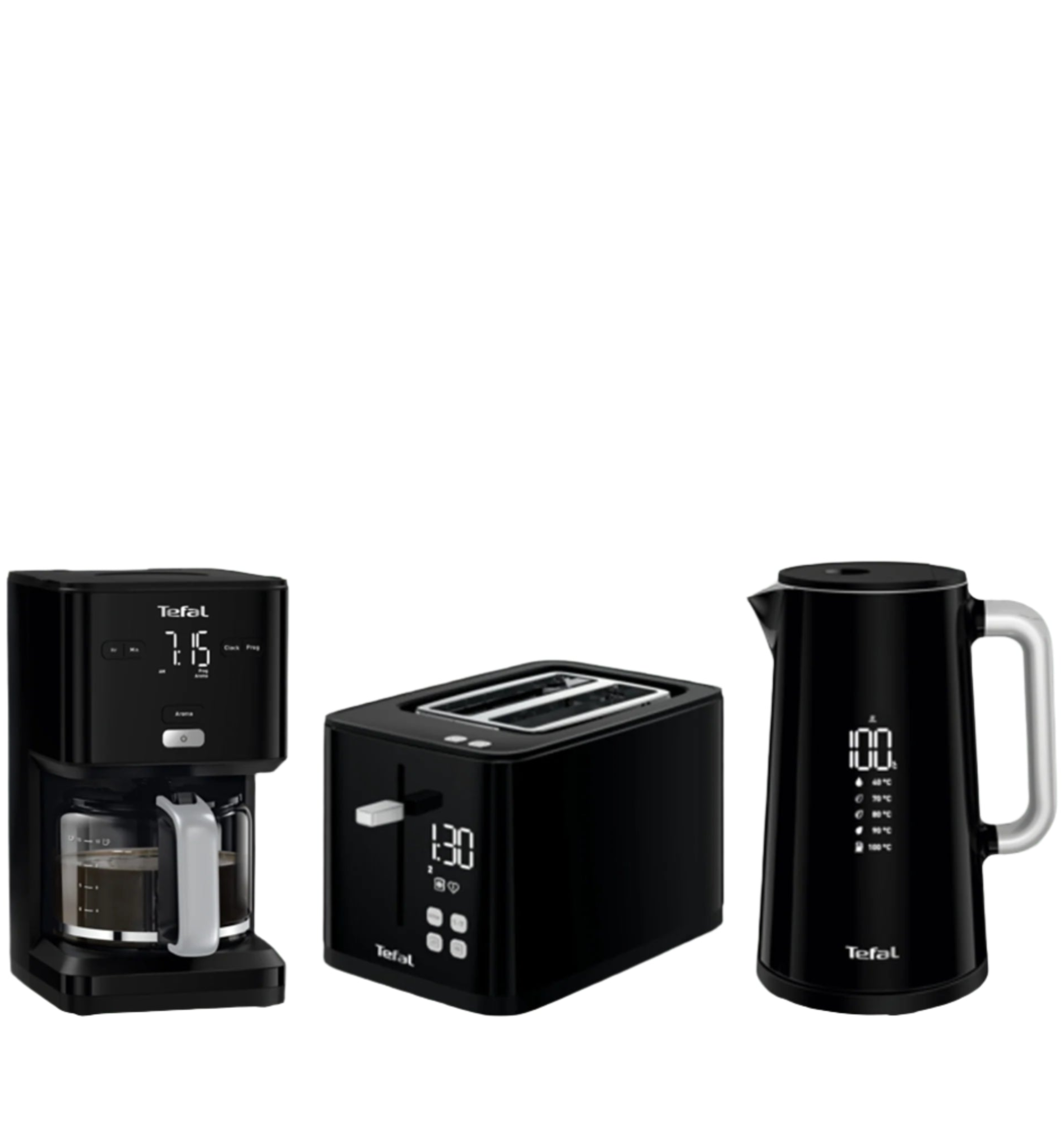 Smart'n Light Morning Set 3pcs Digital Kettle Toaster Coffee Maker Black .  Tefal .  SmartLight3